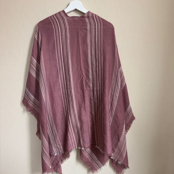 Demdaco Women Poncho Shawl Wrap Kimono Pink Striped Boho Beach Cover Up One Size - Picture 5 of 6